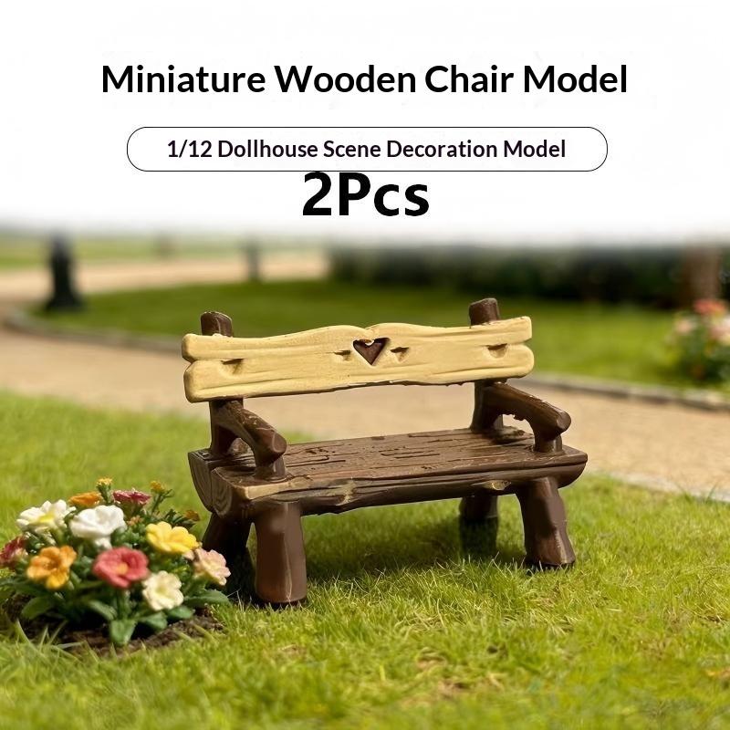 Smart Garden Diy - 2Pcs 1/12 Miniature Bench Dollhouse Furniture